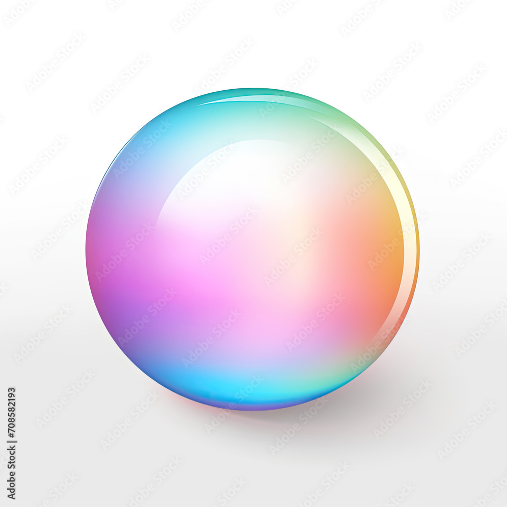 minimalism softness bright rainbow colored sphere orb ball isolated on white background created with Generative AI Technology