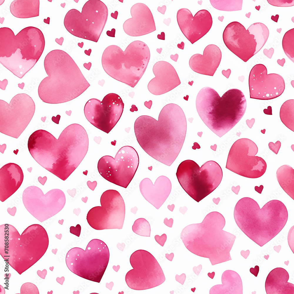 Seamless pattern with watercolor hearts. Valentines day background. Seamless pattern with watercolor hearts. Valentines day background.