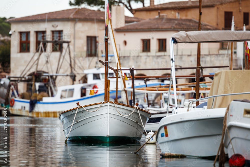 Boats in Port de Cala Figuera, Mallorca, Spain. Fishing village in Balearic islands