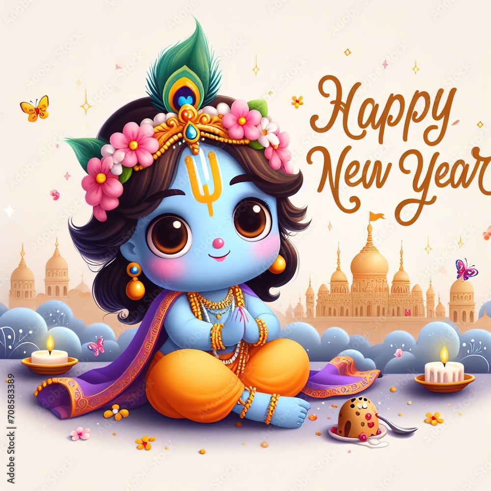 Naklejka premium Lord Krishna - Happy New Year