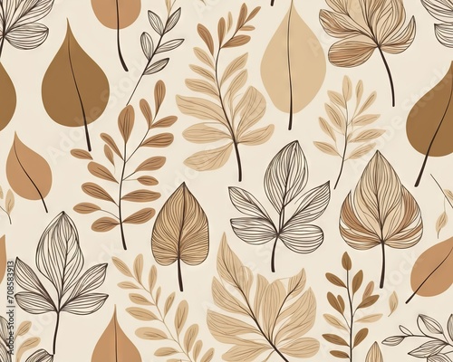 Abstract Botanical Art in Earth Tones