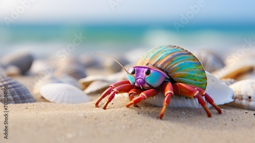Colorful hermit crab on the beach © Ziyan Yang