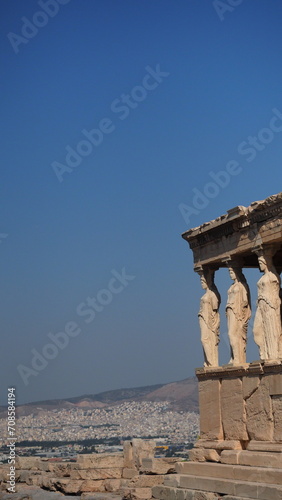 The ancient portico of Caryatides on the Acropolis, Athens, Greece