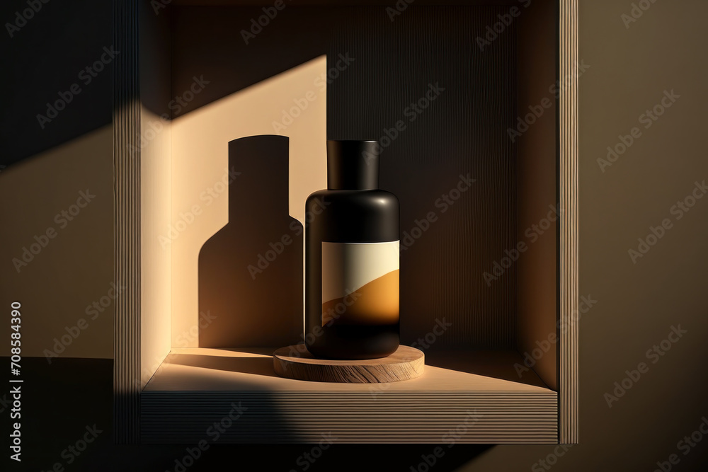 Realistic digital illustration of a dark brown glass bottle Realistic digital illustration of a dark brown glass bottle