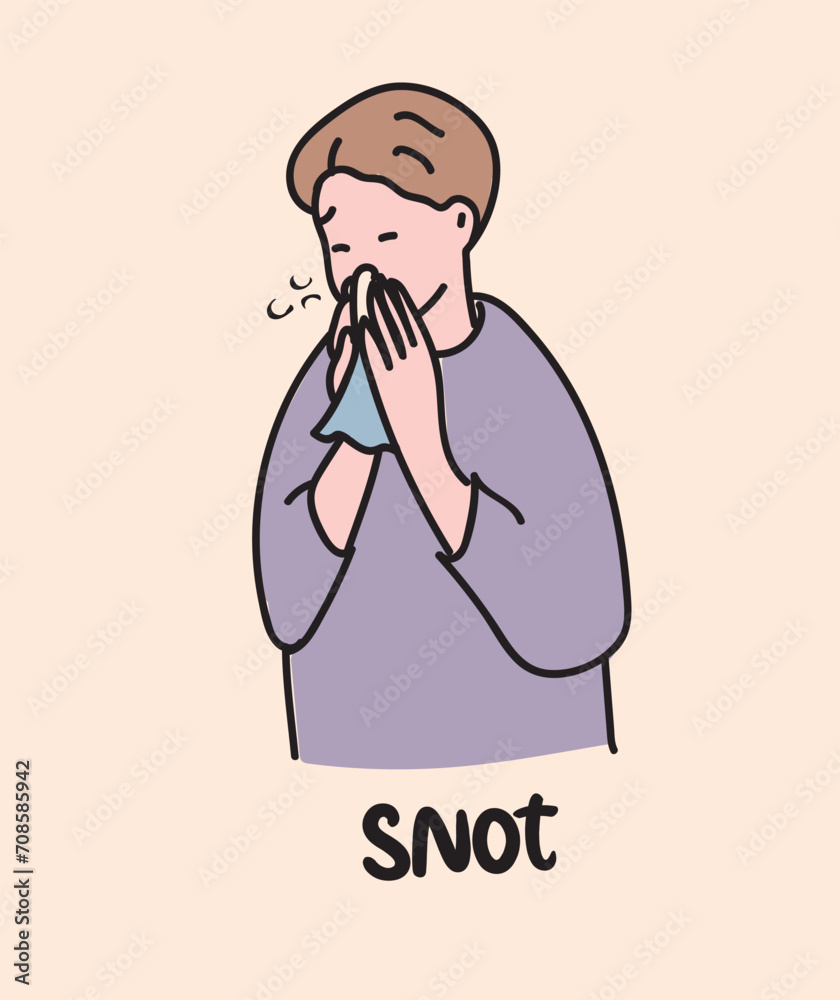Snot illness hand drawing vector illustration Snot illness hand drawing vector illustration