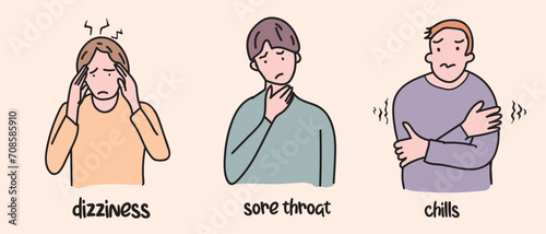 Sore Throat illness hand drawing vector illustration