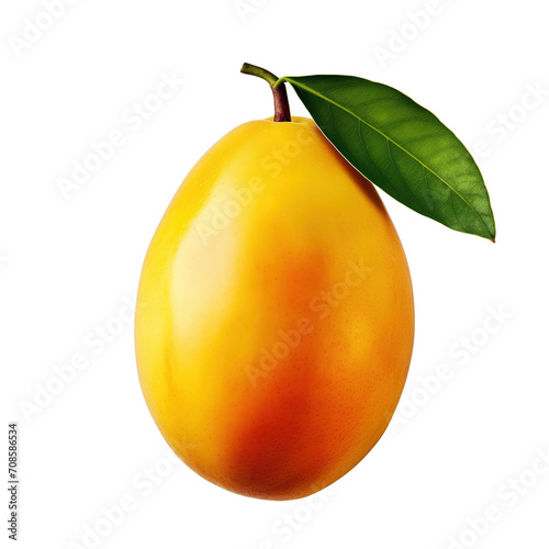 Mango fruit with leaf isolated on transparent background