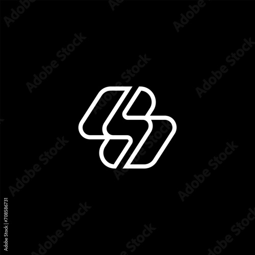 Vector monogram line of letter S and H logo design template