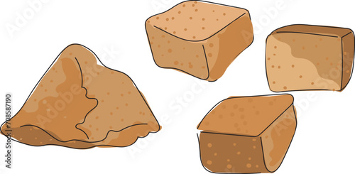 Cartoon sugar illustration on transparent background.
