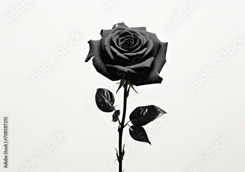 A black rose on a white background, in the style of color field minimalism, ilford pan f, light bronze and dark black, dark and brooding designer, photo-realistic hyperbole, 3840x2160, graphic black a photo