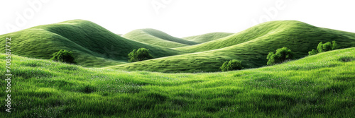 Panoramic green hills isolated on transparent background.