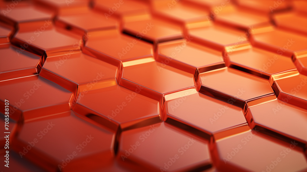 Close-up of a geometric pattern with copper hexagons creating an abstract background Close-up of a geometric pattern with copper hexagons creating an abstract background