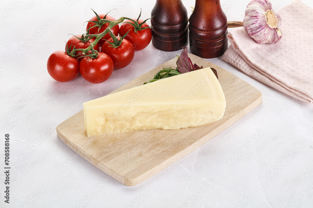 Piece Italian hard parmesan cheese