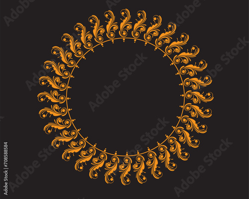 Floral circular or round frame design concept isolated on dark background - vector illustration