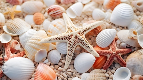 Starfish and seashells collection  can be used as a background