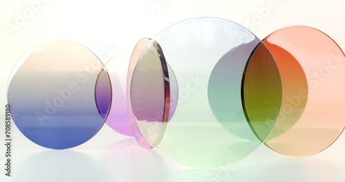 Colorful round glasses. 3D rendering.