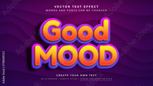 Vector Editable 3D yellow orange text effect. Good mood promotion sale graphic style on purple background