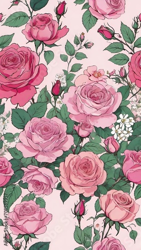 pattern with roses, bouquet of roses