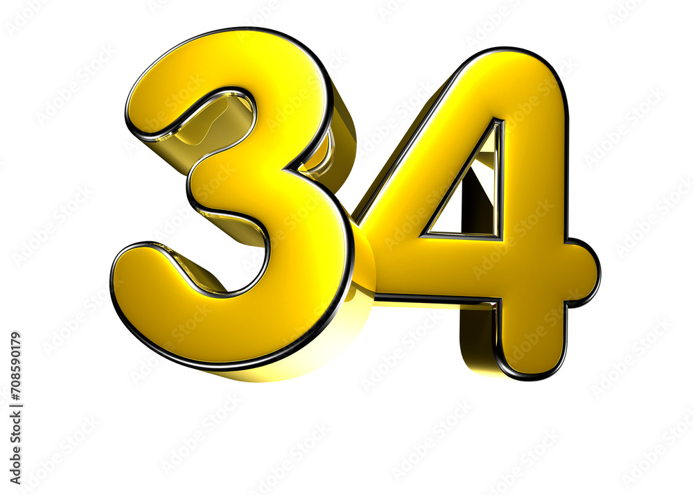 33 gold 3D illustration. Advertising signs. Product design. Product sales. Product code.