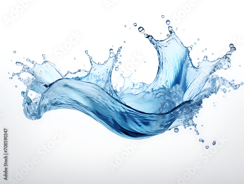 Splashing water, isolated on a white background. Created with Generative AI.