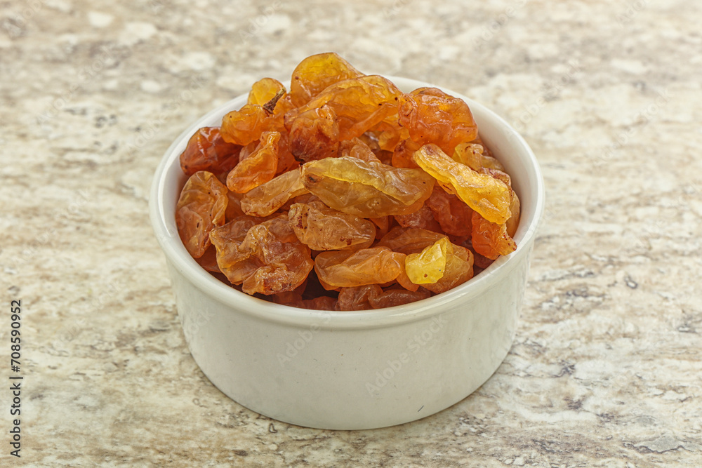 Sweet yellow raisin in the bowl Sweet yellow raisin in the bowl
