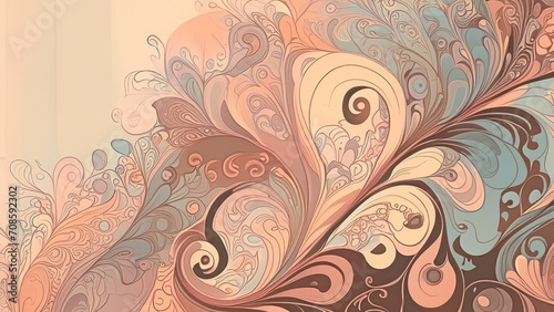  Abstract wallpaper illustration in soft cream colors with a floral pattern 4k