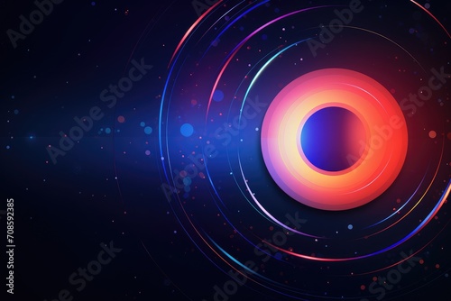 Colorful Futuristic Circle Network Technology Background. Connection. Technology. Future. Banner. Backdrop. Wallpaper. Graphic. Digital. Modern