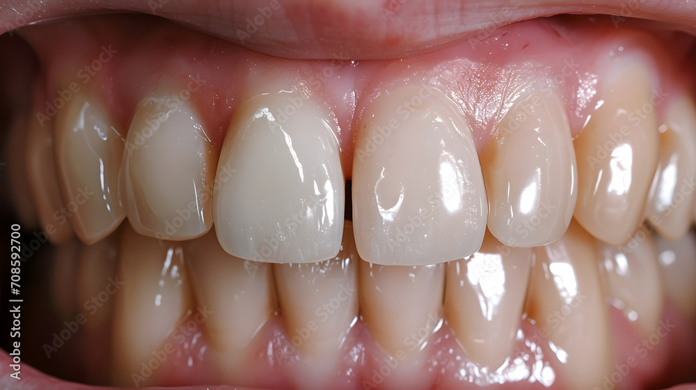 Obraz premium Close-Up of Healthy Human Teeth in Mouth