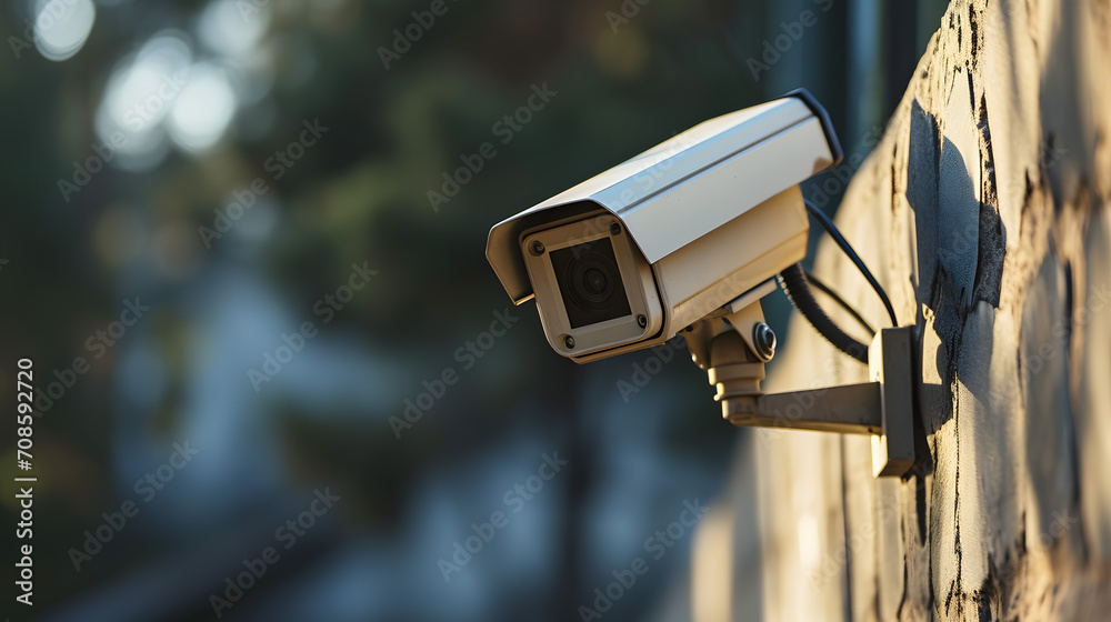 Modern Security Camera Against Blue Background