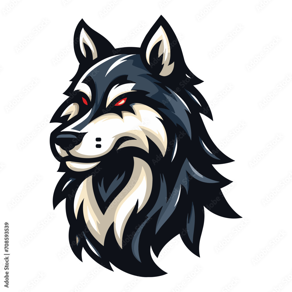 Wild brave animal wolf dog fox head face mascot design vector illustration, logo template isolated on white background Wild brave animal wolf dog fox head face mascot design vector illustration, logo template isolated on white background