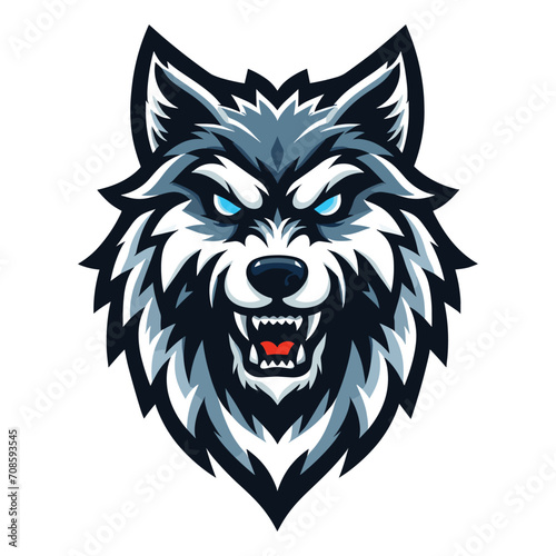 Wild brave animal wolf dog fox head face mascot design vector illustration, logo template isolated on white background