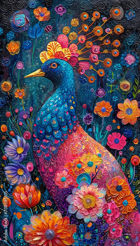 colorful painting, peacock, print, vivid picture, interior decorative designs