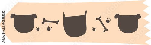 Dog washi tape on transparent background.
