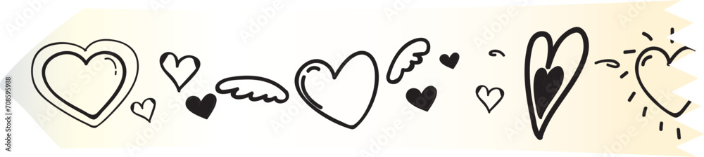 Heart washi tape on transparent background. Heart washi tape on transparent background.
