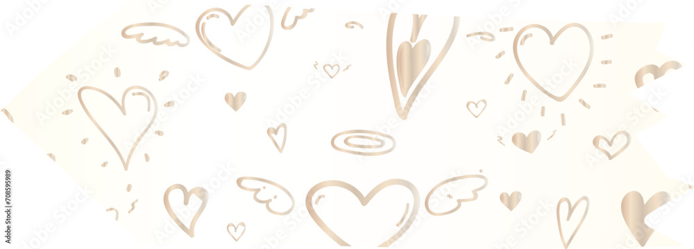 Heart washi tape on transparent background. Heart washi tape on transparent background.