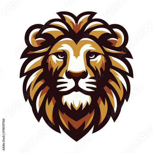 Lion Head Logo mascot vector illustration, emblem design isolated on white background