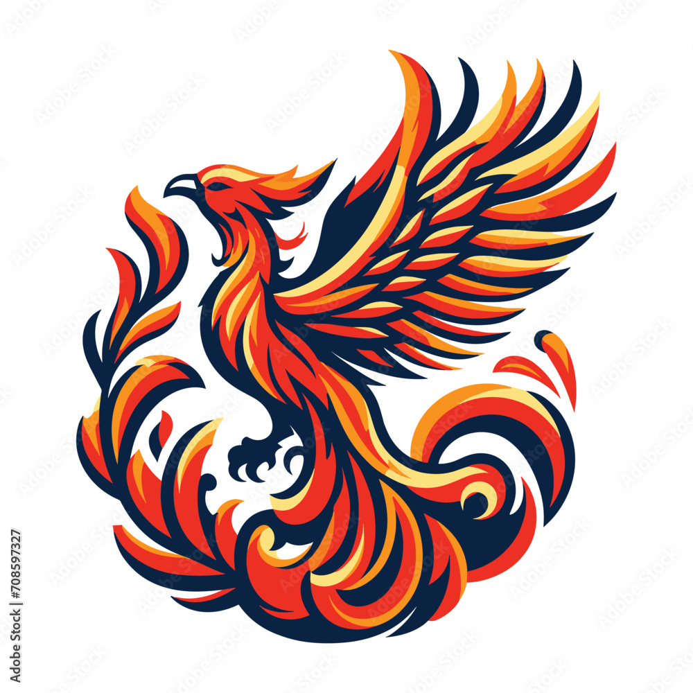 Flying Phoenix Fire Bird abstract Logo design vector illustration. Dove Eagle Logotype concept icon isolated on white background Flying Phoenix Fire Bird abstract Logo design vector illustration. Dove Eagle Logotype concept icon isolated on white background