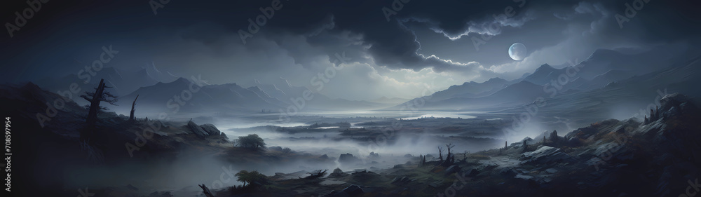 Fotografia do Stock: Ultra-wide landscape illuminated by the soft ...