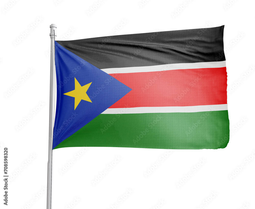 South Sudan national flag on white background. South Sudan national flag on white background.
