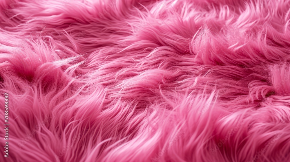 Close-Up of Pink Fur Texture, Soft, Textured, Plush Fabric Background Detail