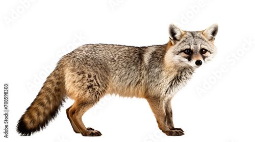 A majestic fox stands boldly against the dark, symbolizing the resilience and adaptability of this cunning terrestrial mammal in the face of a harsh and unpredictable world photo