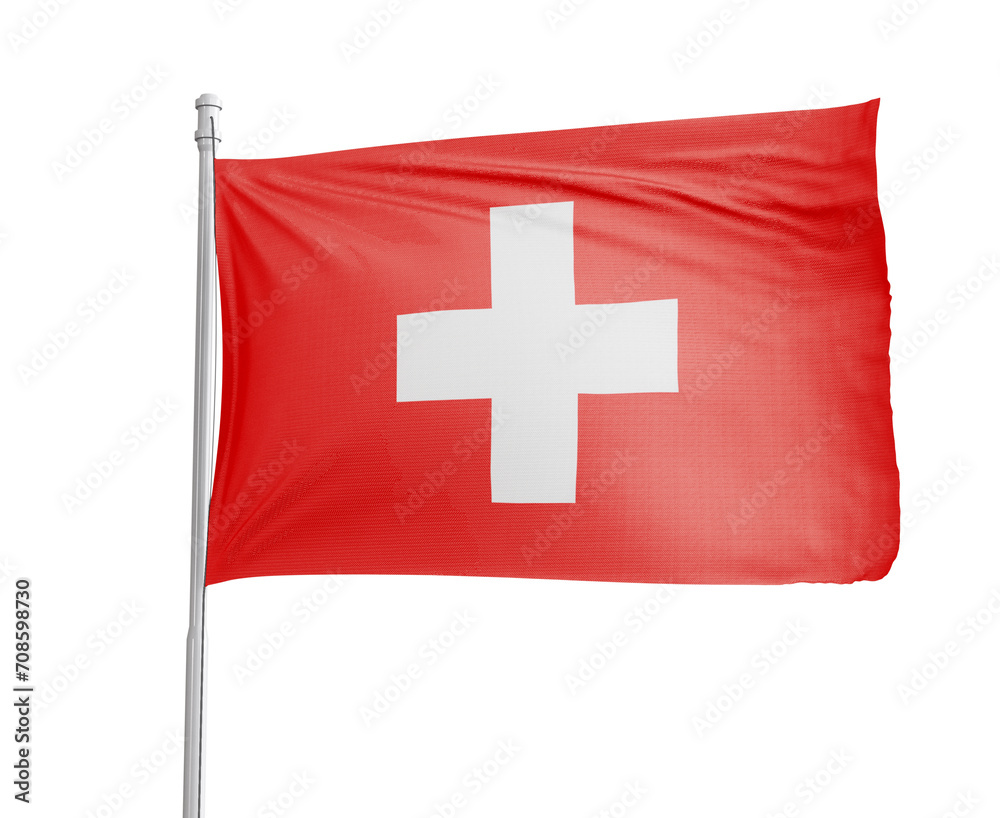 Switzerland national flag on white background.