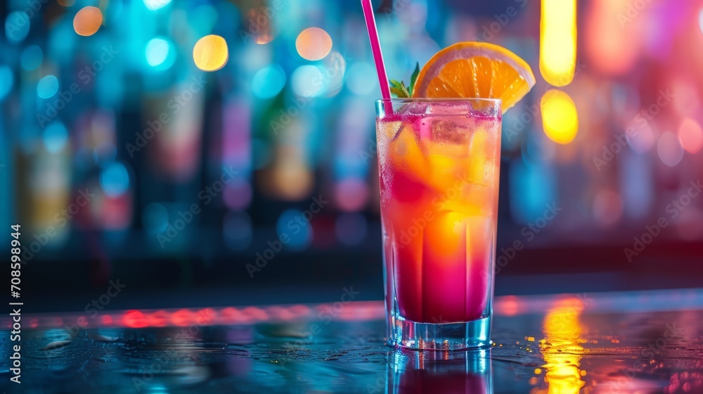 Exotic Blue and Orange Cocktail.
Exotic cocktail with blue and orange layers, served on a bar counter with defocused warm background lights. Exotic Blue and Orange Cocktail.
Exotic cocktail with blue and orange layers, served on a bar counter with defocused warm background lights.