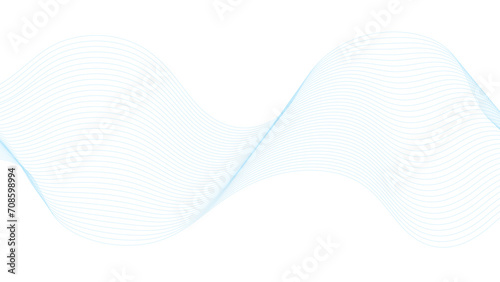 Abstract blue line wave background. Technology abstract lines on white background. Undulate Grey Wave Swirl, frequency sound wave, twisted curve lines with blend effect. 