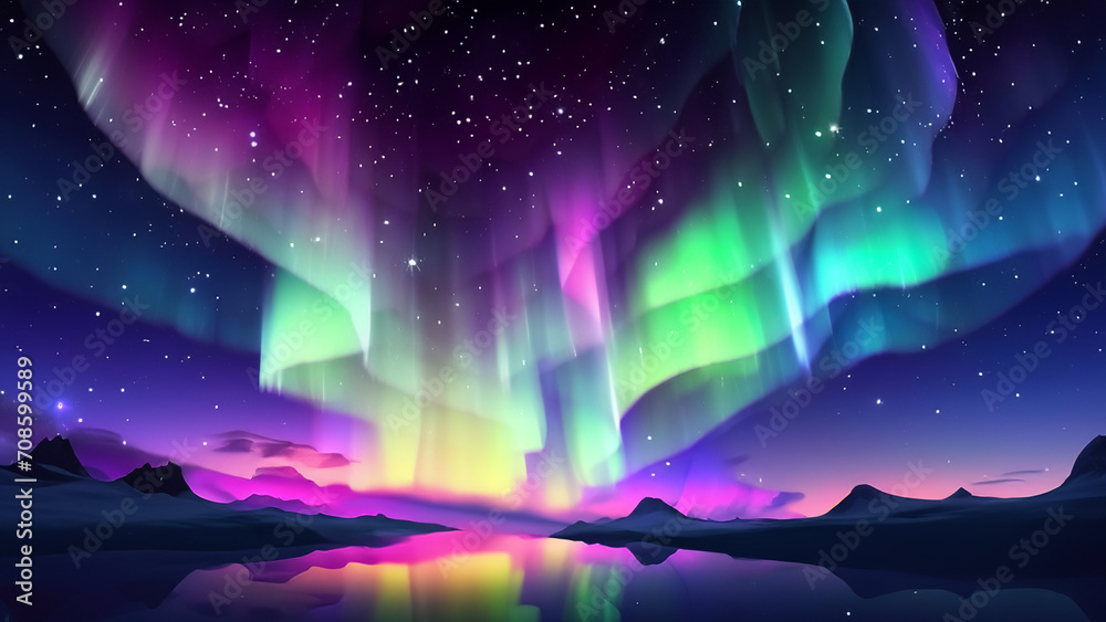Space aurora wallpaper 4k illustration