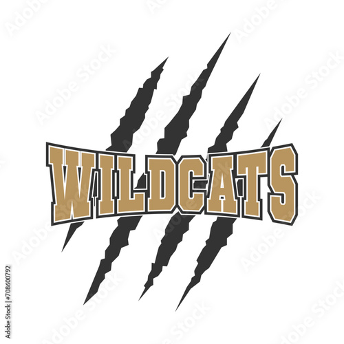 Wildcats sport mascot emblem animal scratch claw stripes spirit school team.