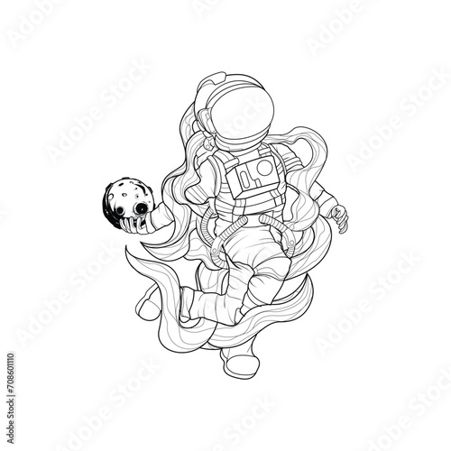 illustration of astronaut sport games.