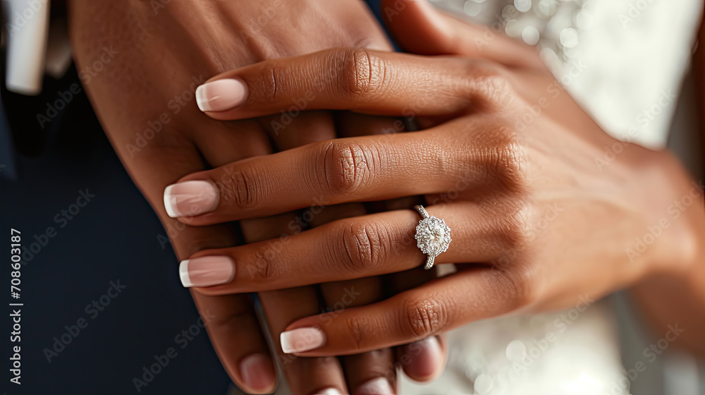 hands of the black groom and black bride with wedding ring hands of the black groom and black bride with wedding ring