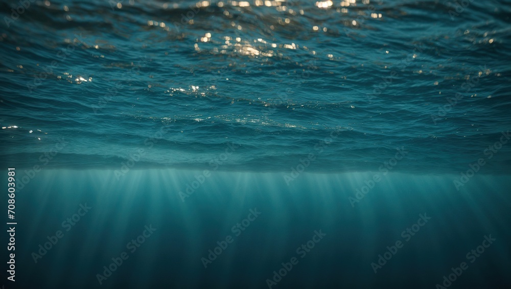 Obraz premium Dark blue ocean surface seen from underwater,