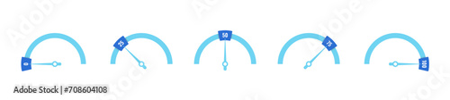 half circle template. blue-navy speedometer. indicator for sport, internet, industry photo